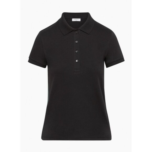 Aritzia Babaton Blue Deaton Tennis Top Short-sleeve polo t-shirt 1/4 button up M - Picture 8 of 14